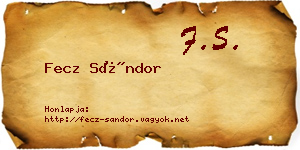 Fecz Sándor névjegykártya